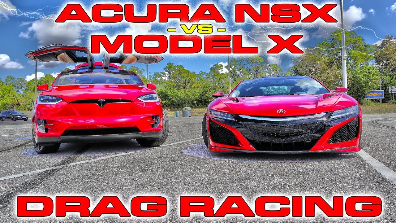 Supercar vs SUV - Tesla Model X P100D Ludicrous vs Acura NSX Drag Racing 1/4 Mile