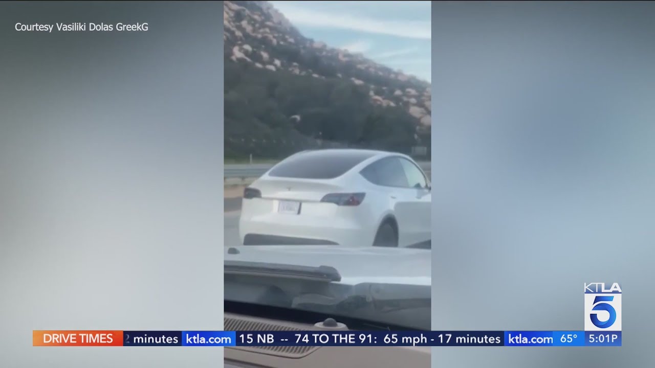 Video captures Tesla driver apparently asleep at the wheel on California freeway
